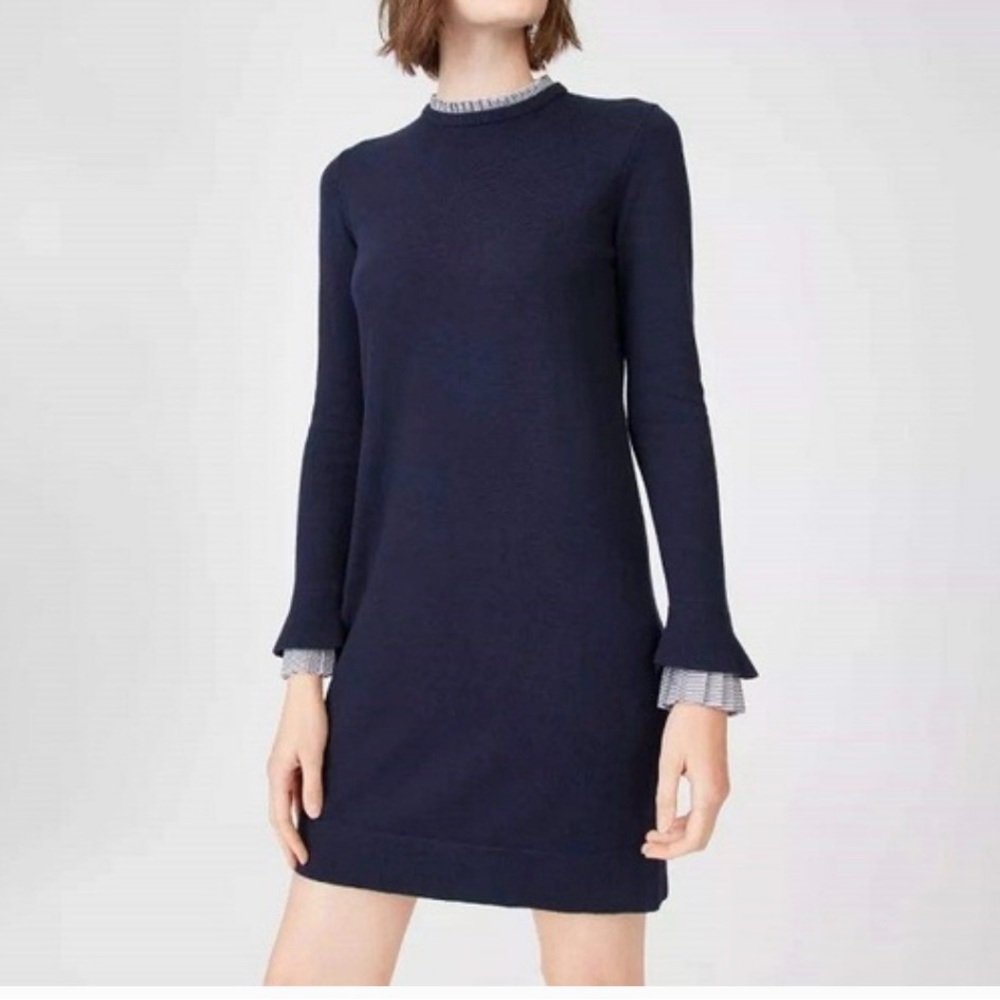 Navy Knit Shift dress from Club Monaco "Fidelma" Extrafine Merino Wool size L
